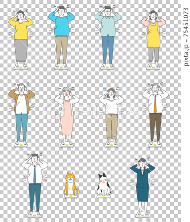 体重計と太り気味の人たち 体重計と太り気味の人たち 75451073