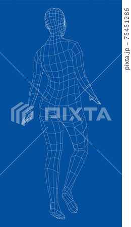 Wireframe walking woman. Vector Wireframe walking woman. Vector 75451286