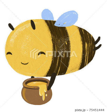 Cute Kawaii Happy Funny Honey Bee with honey jar 75451444