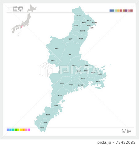 三重県の地図・Mie（市町村・区分け）