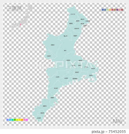 Map of Mie Prefecture / Mie (Municipalities / divisions) 75452035