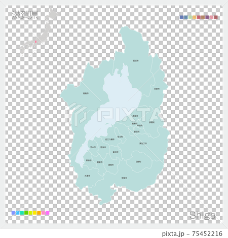 Map of Shiga Prefecture / Shiga (Municipalities / divisions) 75452216