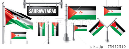 Vector set of the national flag of Sahrawi in various creative designs Vector set of the national flag of Sahrawi in various creative designs 75452510