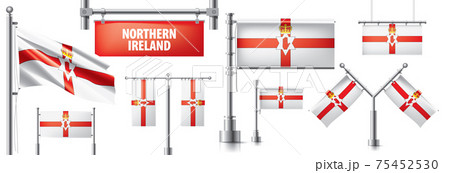 Vector set of the national flag of Northern Ireland in various creative designs Vector set of the national flag of Northern Ireland in various creative designs 75452530