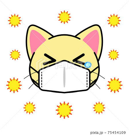 花粉症 動物 マスク ねこ マークのイラスト素材
