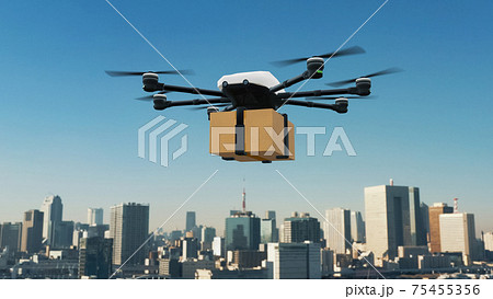 ドローン配送イメージ　ドローン宅配サービス 75455356