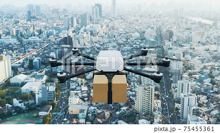 ドローン配送イメージ ドローン配達サービス ドローン配送イメージ ドローン配達サービス 75455361