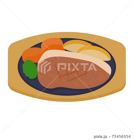 シンプルでかわいいビーフステーキのイラスト フラットのイラスト素材