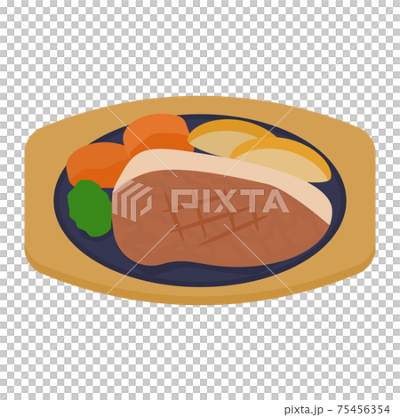 シンプルでかわいいビーフステーキのイラスト フラット シンプルでかわいいビーフステーキのイラスト フラット 75456354