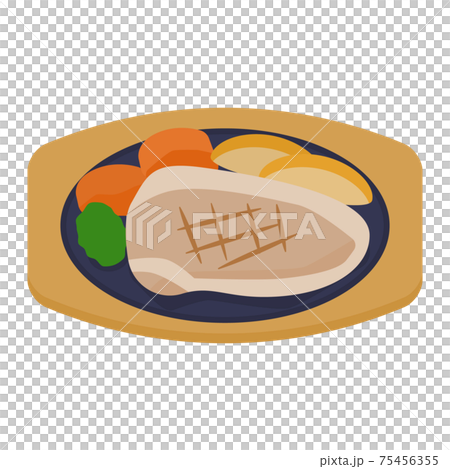 Simple and cute pork steak illustration flat 75456355