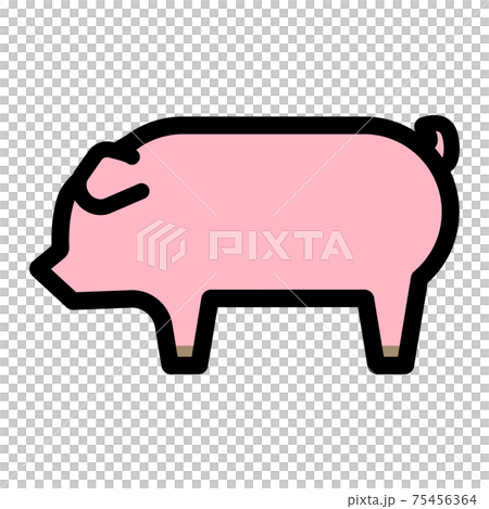 シンプルでかわいい豚のイラスト 75456364
