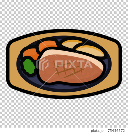 シンプルでかわいいビーフステーキのイラスト 75456372