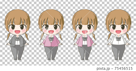 ビジネス系 笑顔の女性 アニメ風デフォルメイラストのイラスト素材 ビジネス系 笑顔の女性 アニメ風デフォルメイラストのイラスト素材