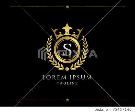 Royal Queen S Letter Logo. Luxury Gold Crown design for Boutique, Royalty, Letter Stamp,  Hotel, Heraldic, Jewelry, Wedding. 75457146