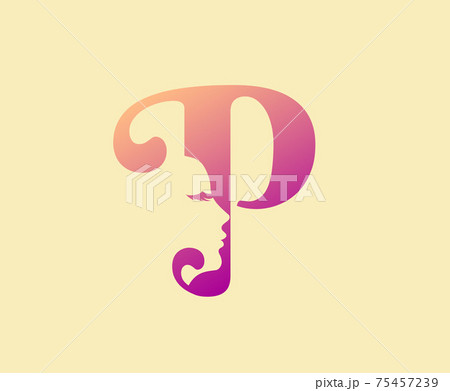Beauty Letter P Logo Icon. Beautiful woman's face shape on Letter.  Abstract design concept for beauty salon, massage, magazine, cosmetic and spa. 75457239