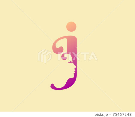 Beauty Letter J Logo Icon. Beautiful woman's face shape on Letter.  Abstract design concept for beauty salon, massage, magazine, cosmetic and spa. 75457248
