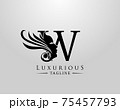 Letter W with Beauty Face. Luxury Logo. Alphabetical Symbol for wedding, greeting cards, invitations, salon, spa, template design. 75457793