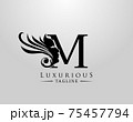 Letter M with a Beauty Face. Luxury Logo. Alphabetical Symbol for wedding, greeting cards, invitations, salon, spa, template design. 75457794