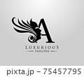 Letter A with Beauty Face. Luxury Logo. Alphabetical Symbol for wedding, greeting cards, invitations, salon, spa, template design. 75457795