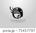 Letter O with Beauty Face. Luxury Logo. Alphabetical Symbol for wedding, greeting cards, invitations, salon, spa, template design. 75457797