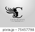 Letter C with Beauty Face. Luxury Logo. Alphabetical Symbol for wedding, greeting cards, invitations, salon, spa, template design. 75457798