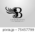 Letter B with Beauty Face. Luxury Logo. Alphabetical Symbol for wedding, greeting cards, invitations, salon, spa, template design. 75457799