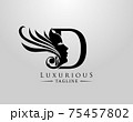 Letter D with Beauty Face. Luxury Logo. Alphabetical Symbol for wedding, greeting cards, invitations, salon, spa, template design. 75457802