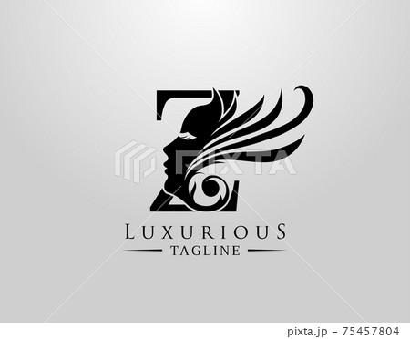 Letter Z with Beauty Face. Luxury Logo. Alphabetical Symbol for wedding, greeting cards, invitations, salon, spa, template design. 75457804