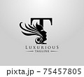 Letter T with Beauty Face. Luxury Logo. Alphabetical Symbol for wedding, greeting cards, invitations, salon, spa, template design. 75457805
