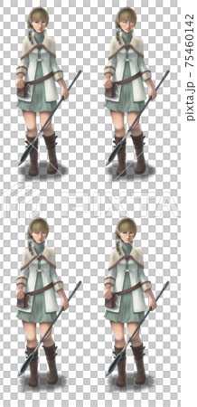 一個職業是治療者的女人4種面部表情（無表情，微笑，閉著眼睛，生氣） 75460142