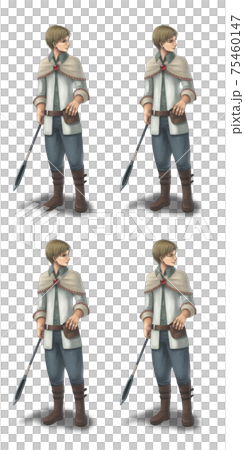 Male with a healing profession 4 facial expressions (smile, closed eyes, expressionless, smile) 75460147