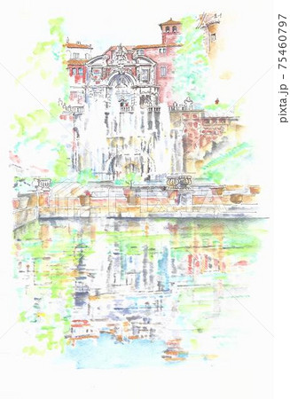 世界遺産の街並み・イタリア・ビラエステ 75460797