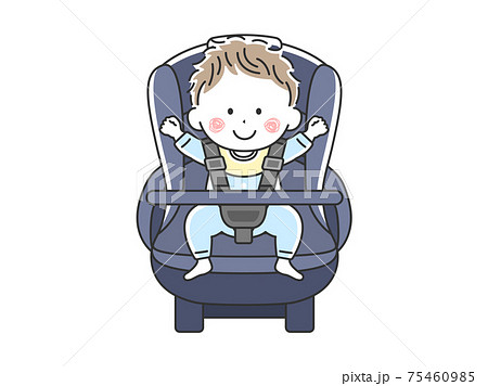 チャイルドシートに座る赤ちゃんのイラストのイラスト素材 チャイルドシートに座る赤ちゃんのイラストのイラスト素材