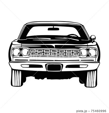 Muscle car - Old USA Classic Car, 1960s, Muscle car Stencil - Vector Clip Art for tshirt and emblem 75460996