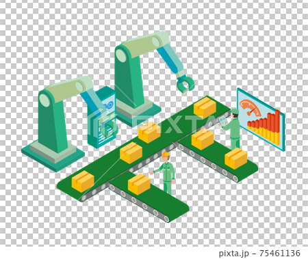 出荷工程のロボット化イメージイラストのイラスト素材