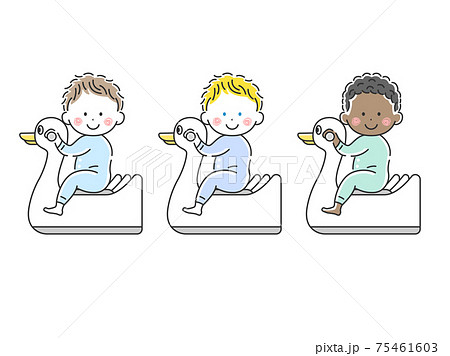 おまるに跨る赤ちゃんのイラストセットのイラスト素材