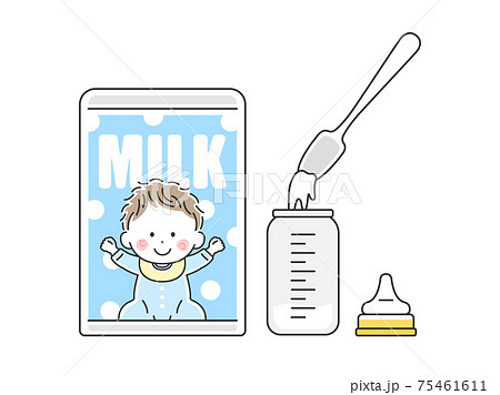 赤ちゃんのミルクを作るイラストのイラスト素材