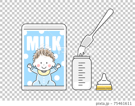 赤ちゃんのミルクを作るイラスト 75461611