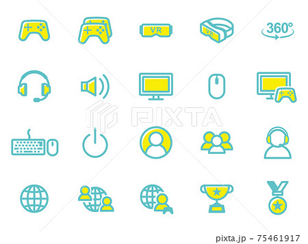 ゲーム、VR、eスポーツのアイコンセット 75461917