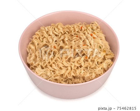 Bowl of instant noodles isolated on white background Bowl of instant noodles isolated on white background 75462815