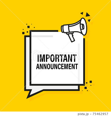 Megaphone with important announcement poster in flat style. Vector illustration. Megaphone with important announcement poster in flat style. Vector illustration. 75462957