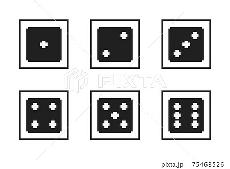 Monochrome pixel-art vector pixelated black dices with white dots 75463526