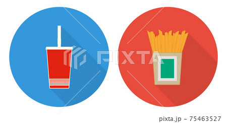 Flat vector cup of cola and French fries 75463527