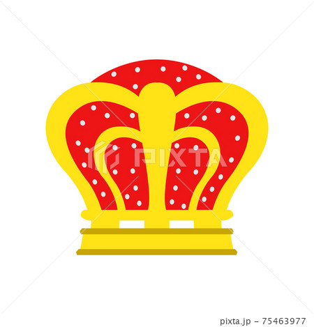 Gold king crown symbol illustration isolated white icon. Luxury royalty crown decoration sign design. Medieval insignia element silhouette icon. Vintage kingdom tiara shape. Golden emblem logotype 75463977