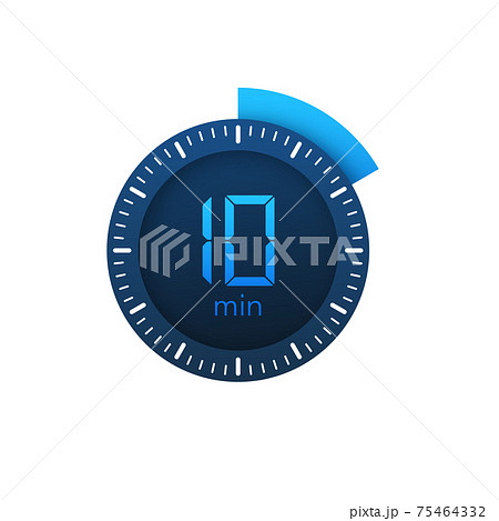 The 10 minutes, stopwatch vector icon. Stopwatch icon in flat style on a white background. Vector stock illustration. 75464332