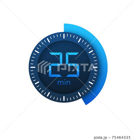 The 25 minutes, stopwatch vector icon. Stopwatch icon in flat style on a white background. Vector stock illustration. 75464335