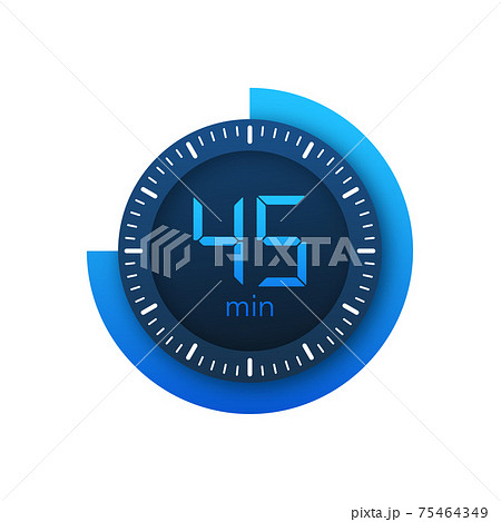 The 45 minutes, stopwatch vector icon. Stopwatch icon in flat style on a white background. Vector stock illustration. 75464349