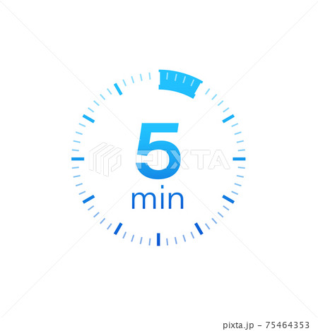 The 5 minutes, stopwatch vector icon. Stopwatch icon in flat style on a white background. Vector stock illustration. 75464353