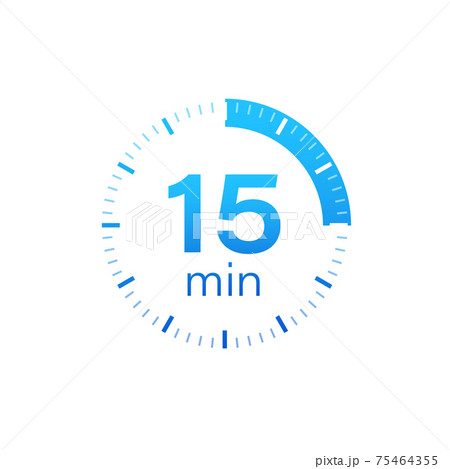 The 15 minutes, stopwatch vector icon. Stopwatch icon in flat style on a white background. Vector stock illustration. The 15 minutes, stopwatch vector icon. Stopwatch icon in flat style on a white background. Vector stock illustration. 75464355