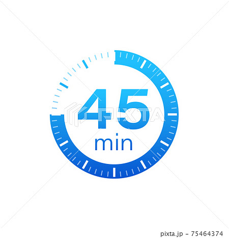 The 45 minutes, stopwatch vector icon. Stopwatch icon in flat style on a white background. Vector stock illustration. 75464374